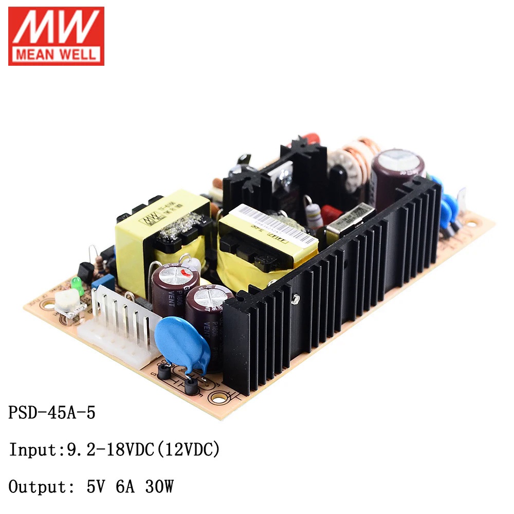 Mean WELL PSD-45A-5 9.2 ~ 18V DC ถึง 5VDC 30W DC-DC PCB Converter Switching Power Supply 12V DC ถึง 