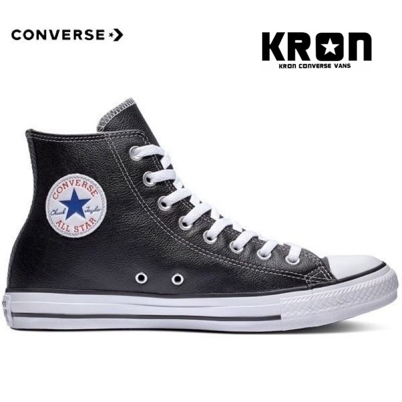 ลิขสิทธิ์แท้ 100% รองเท้าผ้าใบ CONVERSE ALL STAR LEATHER HI BLACK ผ้าใบหุ้มข้อหนังแท้ สีดำ