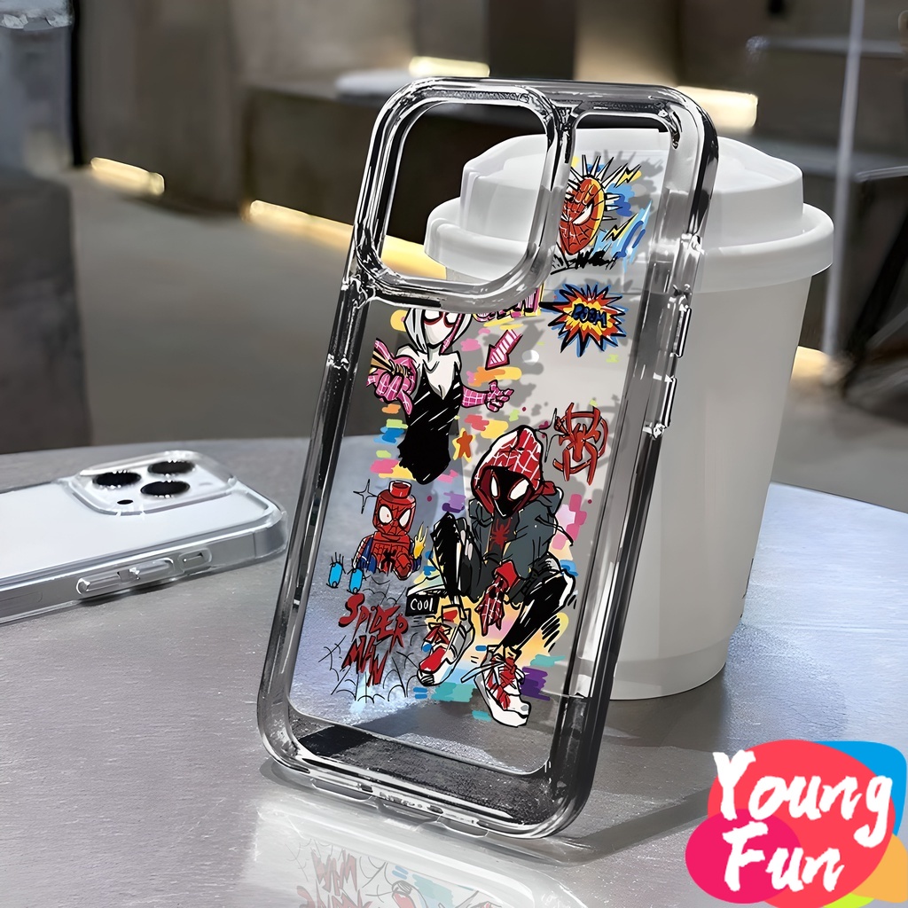 เคสโทรศัพท์มือถือแบบนิ่ม TPU ใส ลายสไปเดอร์แมน สําหรับ iPhone 14 XR 13 11 12 Pro Max 8 7 6 6S Plus X Xs Max Se 2020 13 12 11