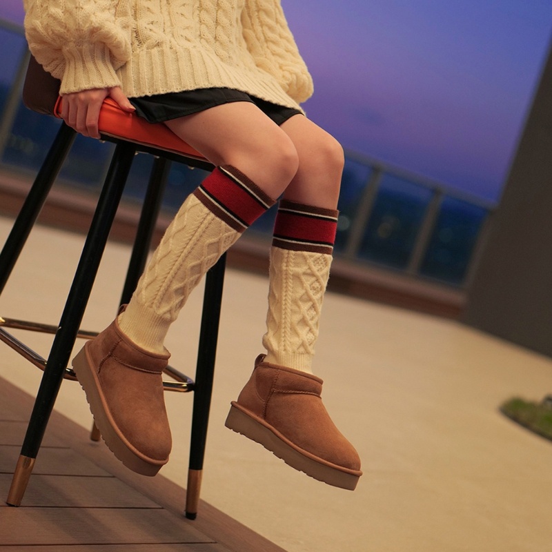 Kin ผู้หญิงหลวม Slouch ขาอุ่น Colorblock ลายสายถักถุงเท้าบูตหิมะ - รูปที่ 2