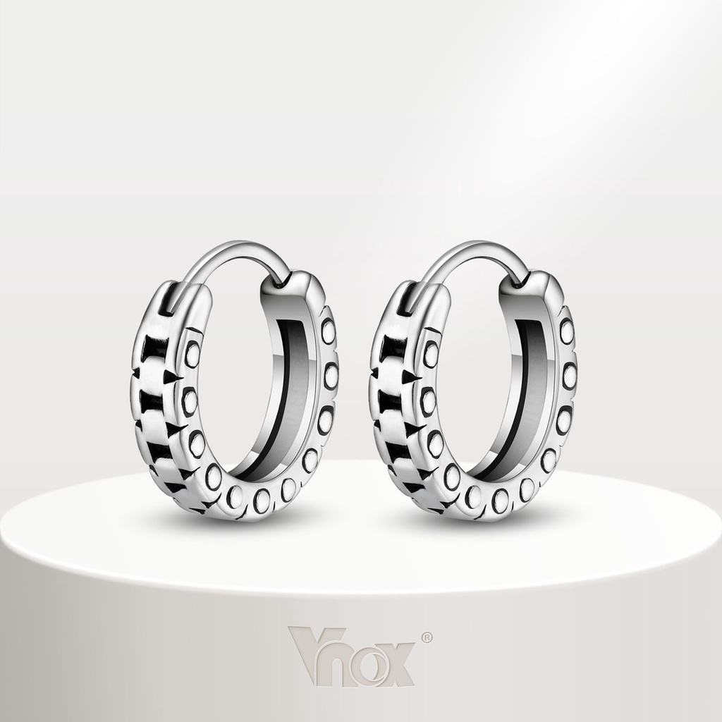 Vnox ต่างหูสเตนเลส ทรงกลม ป้องกันอาการแพ้ สไตล์ฮิปฮอป ของขวัญเครื่องประดับ สําหรับผู้ชาย แฟนหนุ่ม