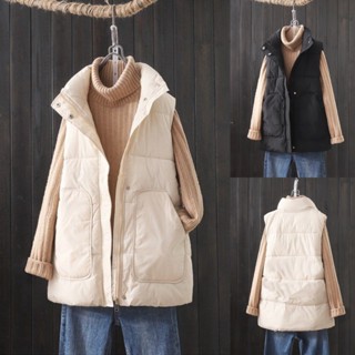 เสื้อกั๊กลําลอง คอปกตั้ง ขนาดใหญ่ แฟชั่นฤดูใบไม้ร่วง และฤดูห…