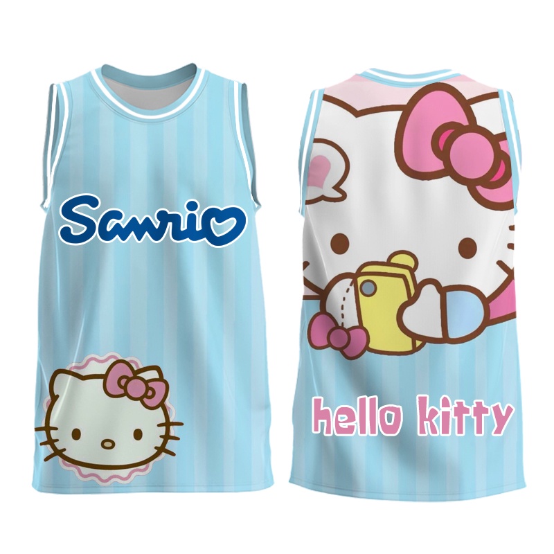 เสื้อกีฬาบาสเก็ตบอล ลาย HELLO KITTY ใช้งานกลางแจ้ง สําหรับผู้หญิง