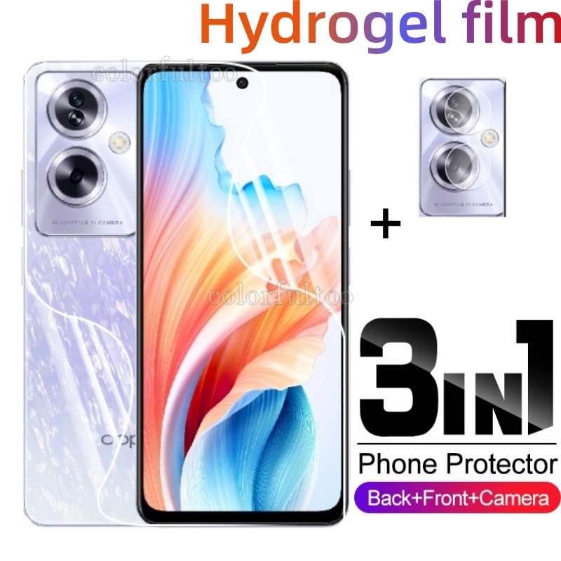 3in1 ฟิล์มไฮโดรเจล TPU นิ่ม แบบใส ป้องกันหน้าจอ เต็มจอ หน้า หลัง สําหรับ Oppo A79 5G A 79 A78 A77 A76 A58 A38 A18 OppoA79 OppoA58 4G 5G