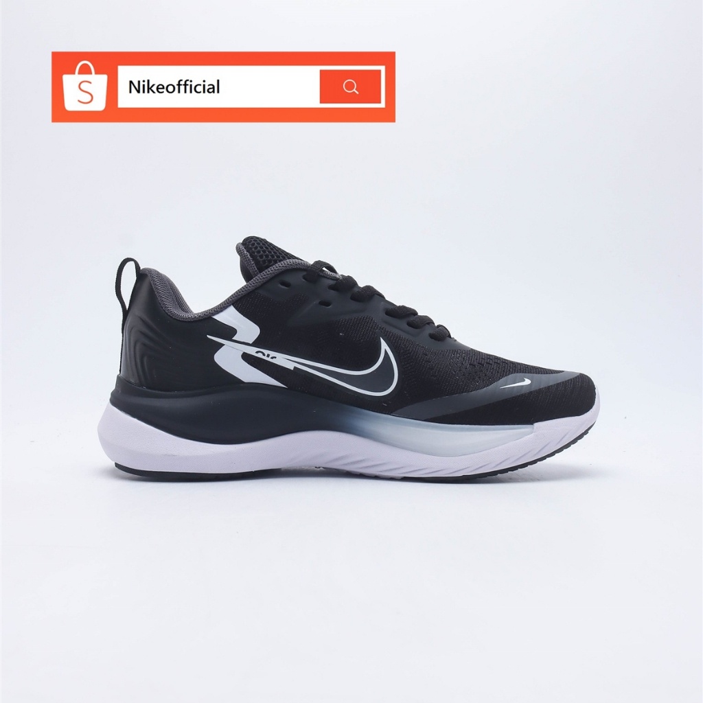 Nike Air Zoom Winflo 9 รองเท้าวิ่งลำลองสีขาวสีดำสำหรับผู้ชาย 100% Casual