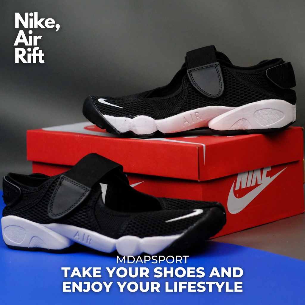 Nike AIR RIFT BLACK WHITE 100% (ORIGINAL) SANDAL Shoes
