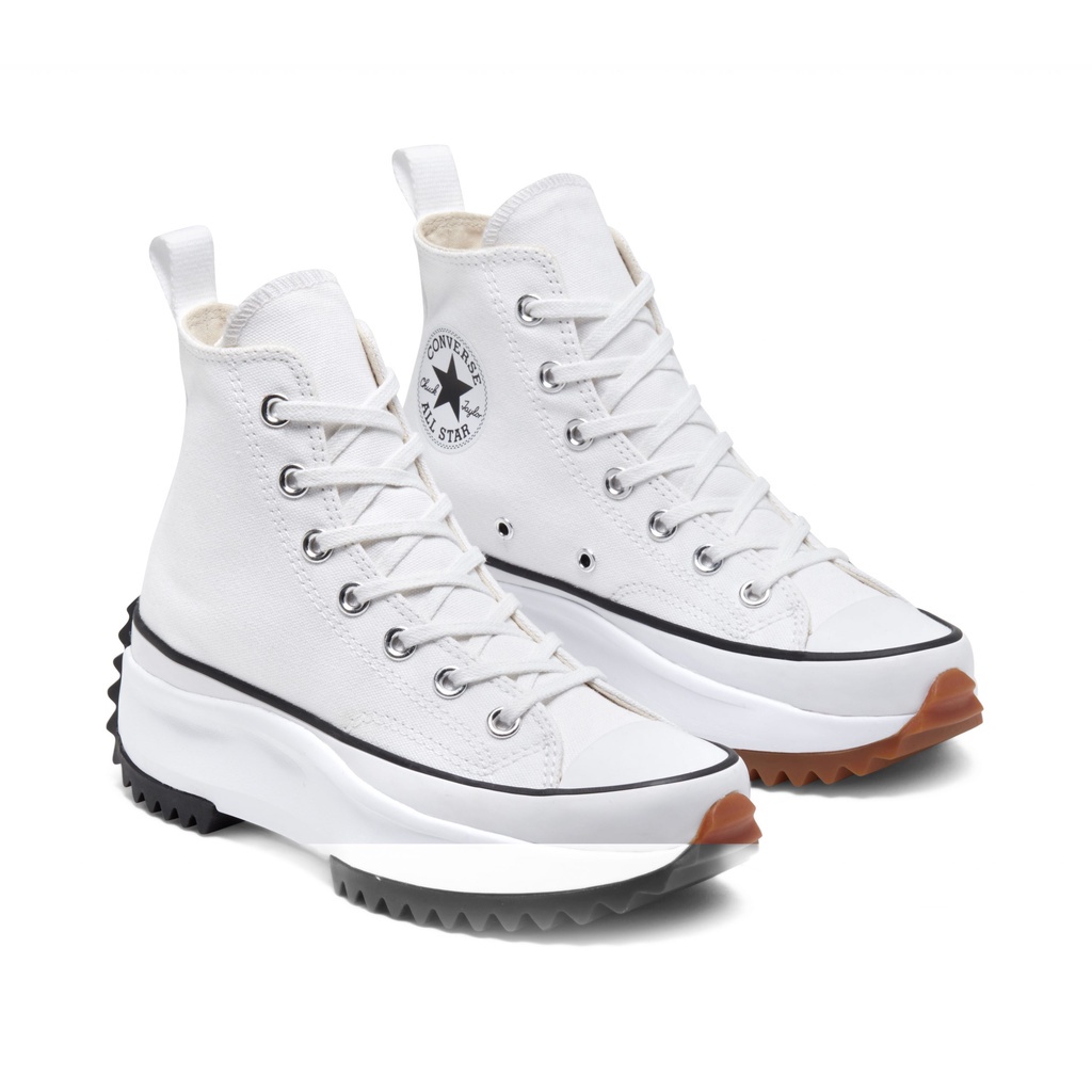Converse Run Star Hike Hi Unisex Shoes White/Black/Gum 166799C แฟชั่น