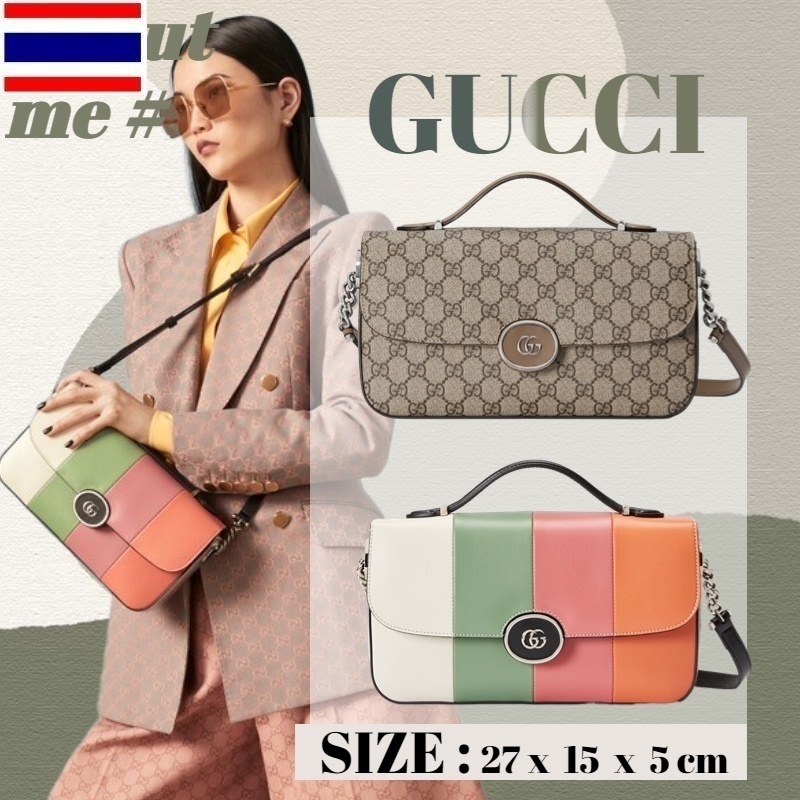 👜 GUCCI Petite GG series กระเป๋าสะพายใบเล็ก / กระเป๋าถือสุภาพสตรีหลากสี 5BN5