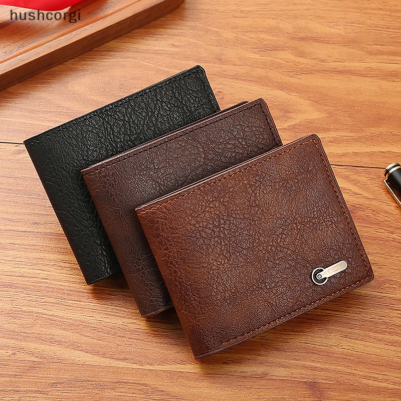 [hushcorgi] ใหม่ กระเป๋าสตางค์ ใบสั้น หนัง PU สไตล์วินเทจ ใส่บัตรประจําตัวประชาชน เปลี่ยนเงินได้ ความจุขนาดใหญ่ สําหรับผู้ชาย พร้อมส่ง