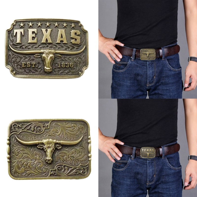 Whi Long Horn Bull Belt Buckle Western Cowboy Rodeos Belt Buckle for Men Womens