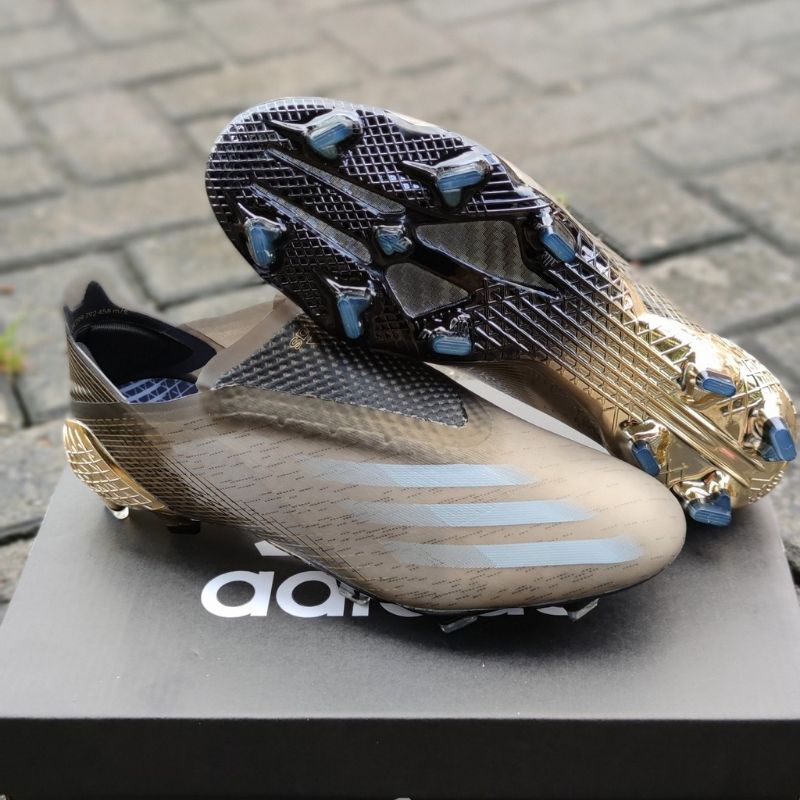 รองเท้า Adidas X Ghosted+ Black Metallic Gold FG กีฬา