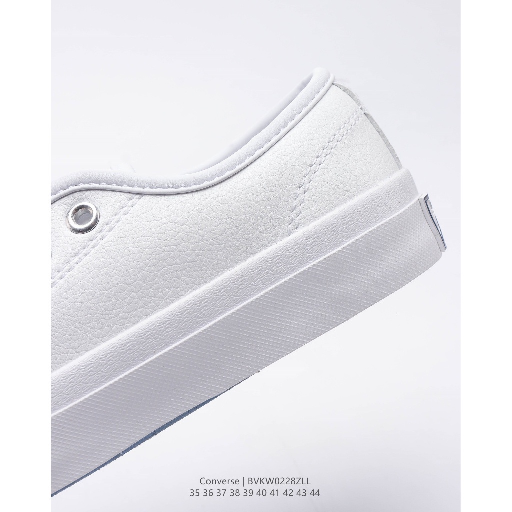 ♞Converse  Converse Jack Purcell รองเท้าผ้าใบลำลองหนังสไตล์ใหม่ล่าสุด Open Smile Leather 2.0 พื้นผิ