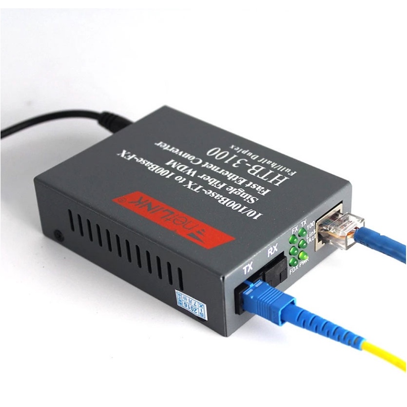 NetLINK Gigabit Media Converter 10/100/1000 MBPS HTB-GS-03 (A/B) Fiber Optic 20KM Single-mode Single-fiber WDM RJ45