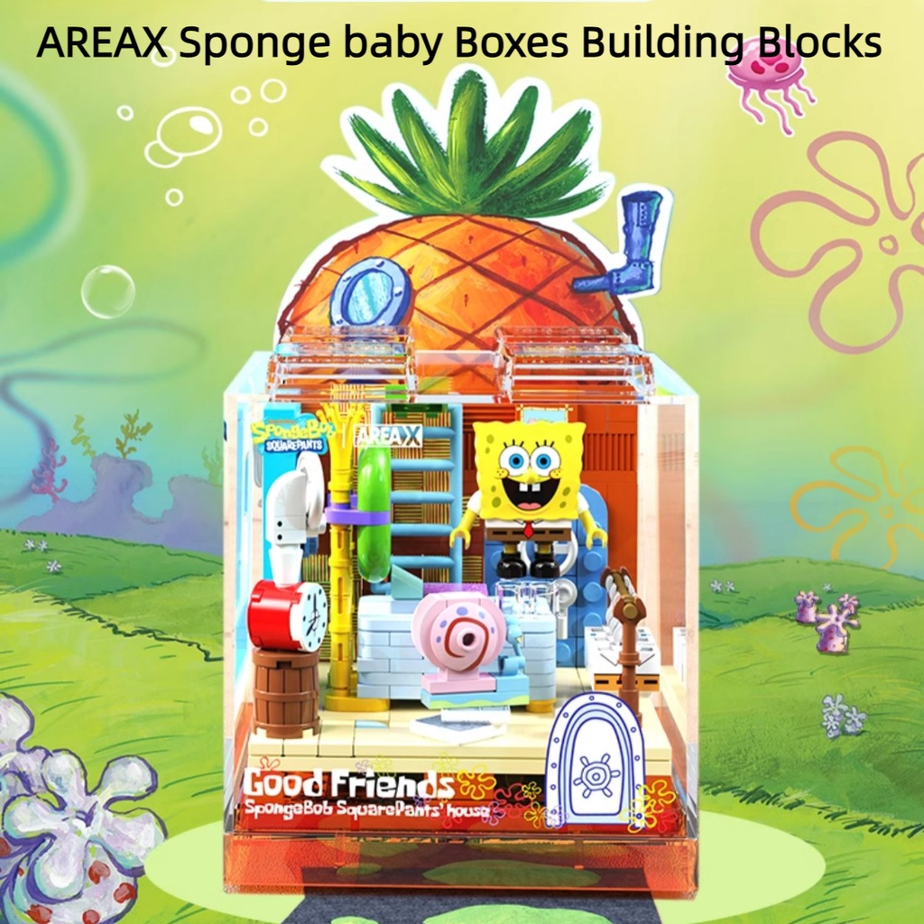 Areax SpongeBob SquarePants BOX บล็อกตัวต่อ ของเล่นเสริมการศึกษา สําหรับเด็กผู้ชาย และผู้หญิง ของขวัญวันเกิด
