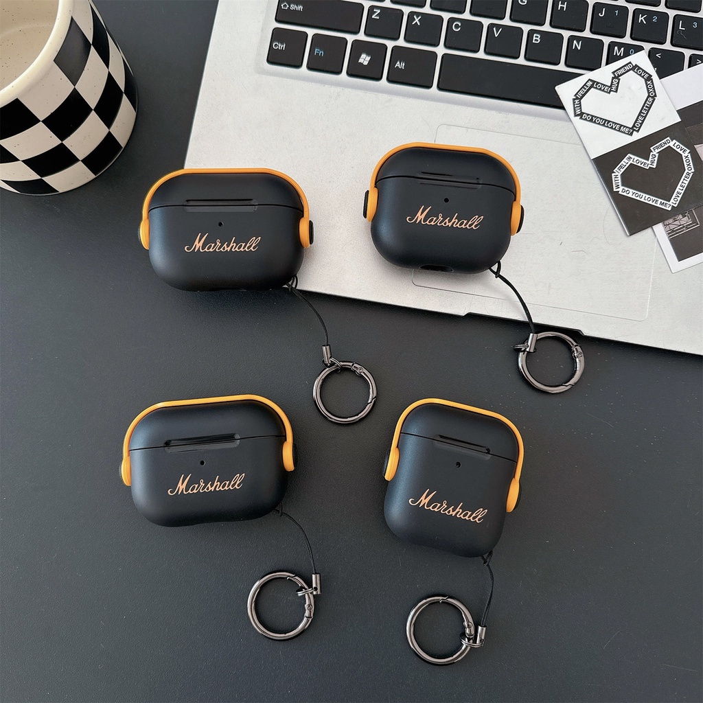 Marshal พร้อมตัวยึดล็อคปลอกเชลล์สําหรับ AIRPODS 4 ANC PRO 1/2/3 เคสป้องกัน