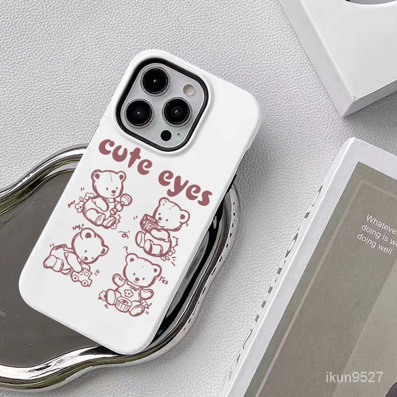 เคสโทรศัพท์มือถือ ลายหมี สองชั้น แวววาว สําหรับ Iphone 15Promax 14 13Pro 12 11Promax XR 7PLUS