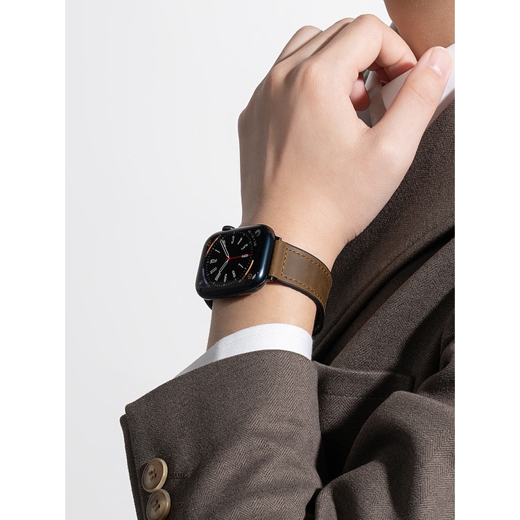 รุ่นใหม่เหมาะสำหรับ applewatch9 สาย iwatch8 Apple S9 นาฬิกาหนังแท้ S8 ฤดูใบไม้ร่วงและฤดูหนาวแม่เหล็