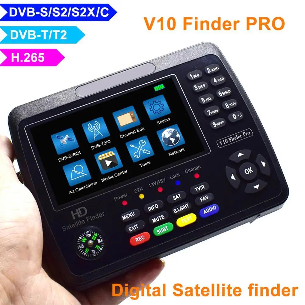 V10 Finder Pro Satellite Finder สัญญาณเมตร HD 1080P 4.3 "LCD H.264/H.265 10 บิตถอดรหัสสําหรับปรับ Sa
