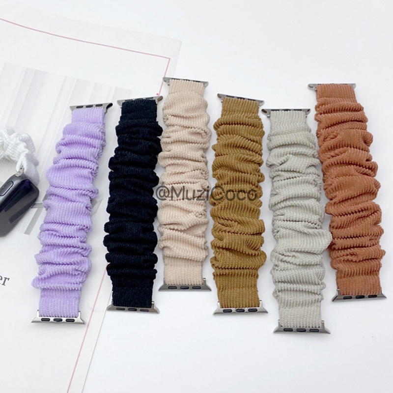 สายนาฬิกาข้อมือ ผ้าลูกฟูก ยืดหยุ่น สําหรับ Iwatch Series 9 Ultra 8 7 6 5 4 3 2 1 Iwatch Band 45 มม. 41 มม. 40 มม. 44 มม.