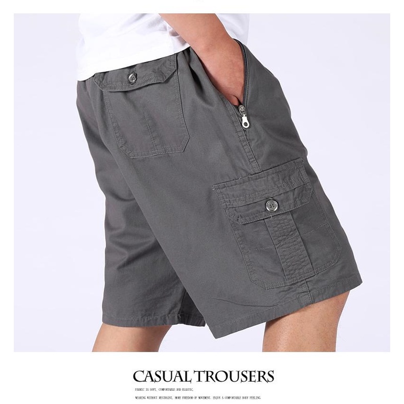⚡️Proman⚡️กางเกงขาสั้นคาร์โก้ผู้ชาย ห้าสีL-5XL กระเป๋าซิป  ผ้าฝ้ายทอลายทแยง สบาย ๆ และสะดวกสบาย หลวมและระบายอากาศได้  จัดส่งจากกรุงเทพ