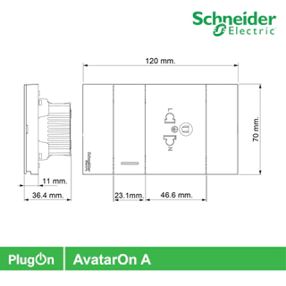 Schneider รุ่น AvatarOn A ชุดเต้ารับ 3 ขา+สวิตช์ทางเดียว 1 ช่องสีขาว ที่ร้าน PlugOn
