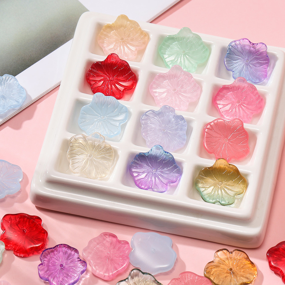 St. kunkka 30 ชิ้น แก้วลูกปัดใบบัว ลูกปัด การไล่ระดับสีสองสีลูกปัดปะเก็น สําหรับ DIY สร้อยข้อมือสร้อยคอทํา