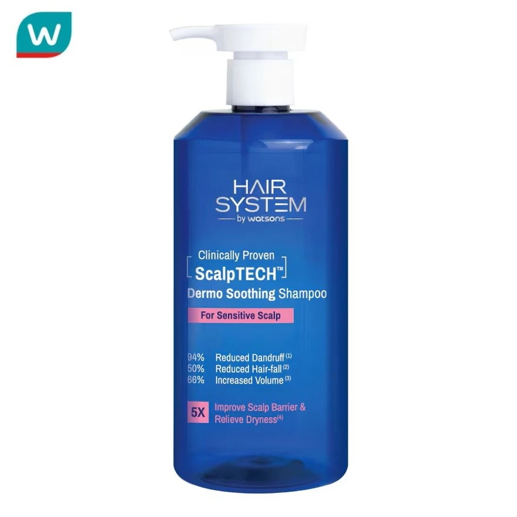 Hair System by Watsons แฮร์ ซิสเตม บาย วัตสัน สคัลพ์เทค เดอร์โม ซูทติ้ง แชมพู 500มล.