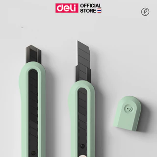 คัตเตอร์พกพา Deli มีดคัตเตอร์ คัตเตอร์ตัดกระดาษ ใบมีดสีดำ อุปกรณ์เครื่องเขียน ดีไซน์ทันสมัย มี6 สี