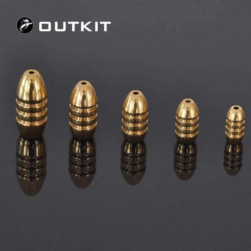 Outkit 10 ชิ้น/ล็อตทองแดงตะกั่ว Sinker น้ําหนัก 10g,7g,5g,3.5g,1.8g Sharped Bullet ทองแดงอุปกรณ์ตกปลาตกปลา Tackle