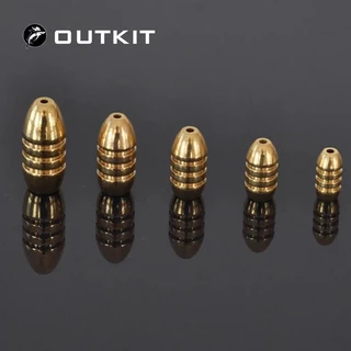 Outkit 10 ชิ้น/ล็อตทองแดงตะกั่ว Sinker น้ําหนัก 10g,7g,5g,3.5g,1.8g Sharped Bullet ทองแดงอุปกรณ์ตกปลาตกปลา Tackle