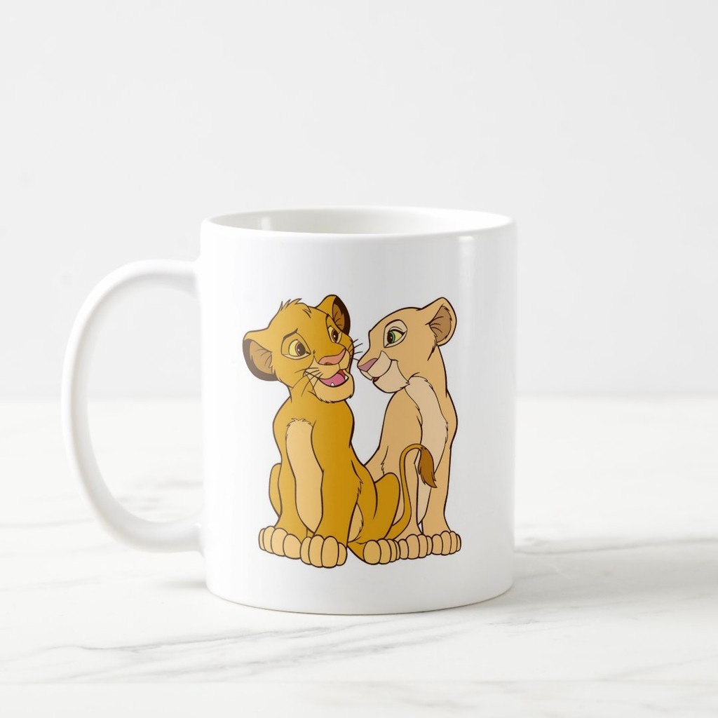 แก้วที่กําหนดเอง Simba & Nala แก้วกาแฟ Disney Lion King แก้วเซรามิค Jinemomo 169 2701