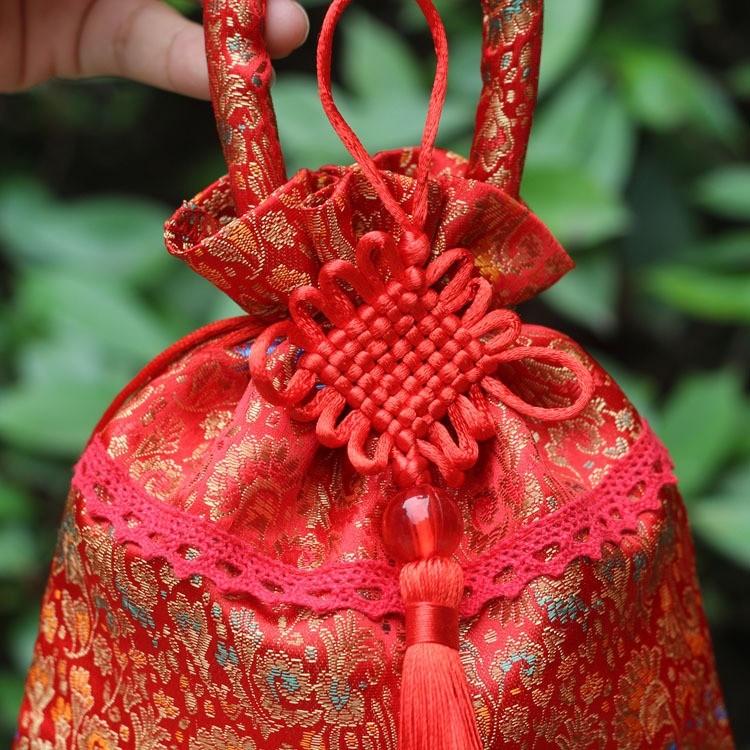 **พร้อมส่ง** ถุงใส่ส้มตรุษจีน ถุงแดงใส่ส้มมงคล อวยพรปีใหม่ ลายสวยงาม พิมพ์-ปักลาย คุณภาพดี ราคาถูก - รูปที่ 3