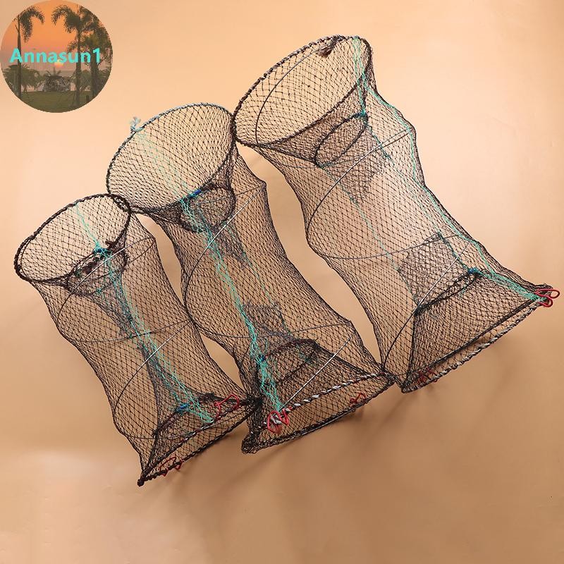 Annasun 3 ขนาด Telescopic พับได้แบบใช้ซ้ําได้ Crayfish Crab ที่ดักปลาสุทธิกรงกุ้งก้ามกรามพับเครือข่ายตกปลาแบบพกพา TH