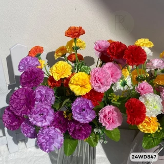 คาร์เนชั่นทูโทน 6 ก้าน 12 ดอก ดอกไม้ประดิษฐ์ ขนาดความยาว35cm.หน้าดอก5cm.