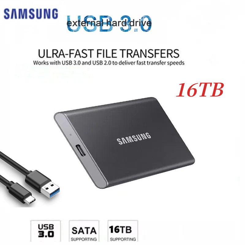 ⚡️Samsung T5 ⚡️ 1TB/2TB/4TB/8TB/16TB/128TB Solid External SSD ไดรฟ์ HD ฮาร์ดไดรฟ์แบบพกพาเหมาะสําหรับ