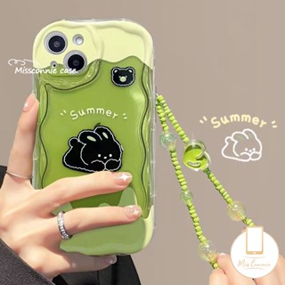 เคสโทรศัพท์มือถือ ลายกระต่าย ไอศกรีมมัทฉะ สีเขียว พร้อมสายคล้องมือ สําหรับ Vivo Y27 Y11 Y36 Y16 Y12i Y50 Y02 Y20 Y21 Y12 Y17 Y33s Y91 Y95 Y12s Y35 Y20s V25E Y15 Y21s Y30 Y15A Y15s V27 Y91C Y51 Y22s