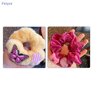 Fstyzx Kawaii ยางมัดผมหางม้า ผ้ากํามะหยี่ขนนิ่ม ประดับโบว์ สําหรับผู้หญิง