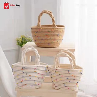 【พร้อมส่ง】miss bag fashion กระเป๋าสาน  กระเป๋าทำมือ DIY สะพายข้างน่ารักๆ  D-1382