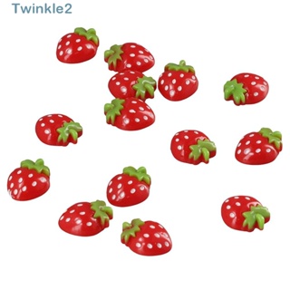 Twinkle ลูกปัดเรซิ่น รูปผลไม้ สตรอเบอร์รี่ สีแดง สําหรับตกแต่ง 50 ชิ้น