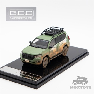 โมเดลรถยนต์ GCD 1:64 LAND CRUISER FJ90 PRADO LC150 Green World Map Muddy LHD Diecast