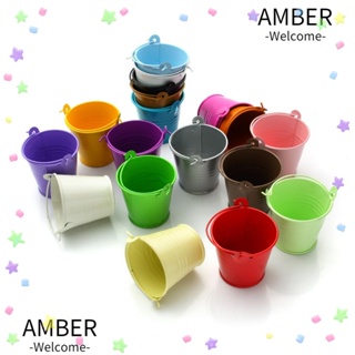 Amber ถังรดน้ําดอกไม้จําลอง แบบเหล็ก ขนาดเล็ก สีพื้น สําหรับห้องน้ํา