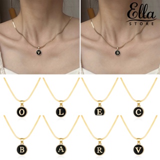 Ellastore123 สร้อยคอสเตนเลส จี้ตัวอักษร น้ําหนักเบา ปรับความยาวได้ สําหรับผู้หญิง