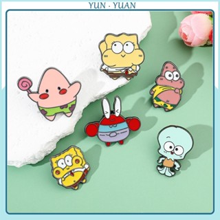 [Yunyuan] เข็มกลัดอัลลอย รูปการ์ตูน SpongeBob SquarePants ปลาหมึก ปู ดาว ขนาดใหญ่ น่ารัก อุปกรณ์เสริม สําหรับตกแต่งกระเป๋า