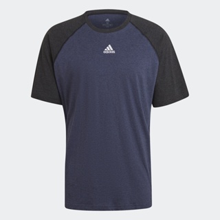 adidas ไลฟ์สไตล์ เสื้อยืด Essentials Mélange Raglan ผู้ชาย สีน้ำเงิน HE1797