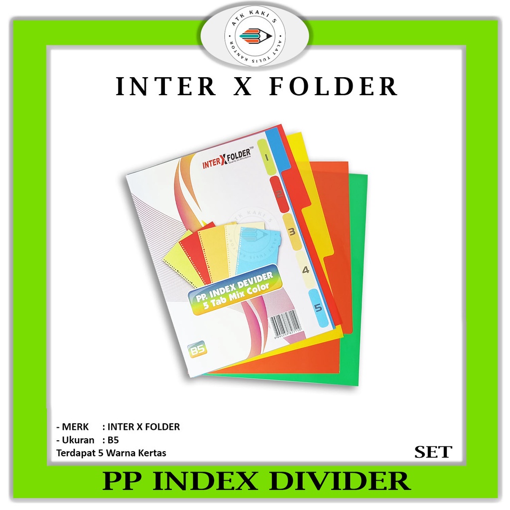 INTER X FOLDER - Index Divider Inter X Folder 5 Tab ผสมสี B5 - ชุด