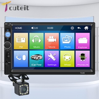 Tcuteit เครื่องเล่นมัลติมีเดีย วิทยุ FM หน้าจอสัมผัส บลูทูธ HD 7 นิ้ว สําหรับรถยนต์