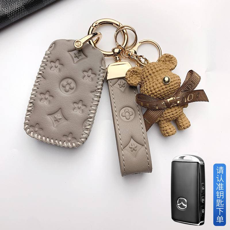 ซองใส่กุญแจรถหนังสำหรับ Mazda Mazda2 Mazda3 Mazda6 cx4 cx5 cx30 cx3 cx8 BT-50 กุญแจรถ กุญแจรถ fob กุ