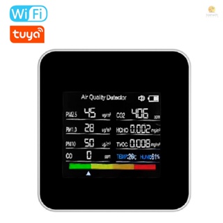 14 in 1 Tuya WIFI เครื่องตรวจจับคุณภาพอากาศอัจฉริยะ CO2 CO2 CO TVOC HCHO PM2.5 PM1.0 PM10 อุณหภูมิ ความชื้น เวลา วันที่ ปลุก จับเวลา นาฬิกาจับเวลา รองรับแอพระยะไกล