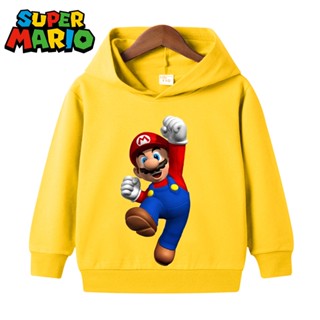 เสื้อกันหนาวลําลอง มีฮู้ด พิมพ์ลายอนิเมะ Mario 3 มิติ แฟชั่นฤดูใบไม้ผลิ และฤดูใบไม้ร่วง สําหรับเด็กผู้ชาย