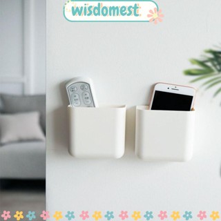 WISDOMEST กล่องเก็บของ 4 ชิ้น, อะคริลิค บิวทาไดอีน สไตรีน แต่งหน้า จัดระเบียบ, กาวในตัว 3.9x3.5x1.9 นิ้ว สีขาว กาวในตัว ติดผนัง ที่วางโทรศัพท์มือถือ รีโมท